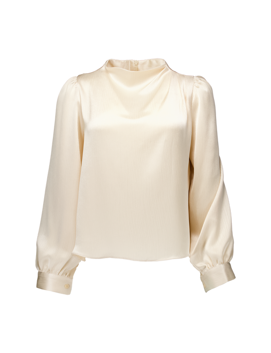 Pleated Mock Neck Blouse