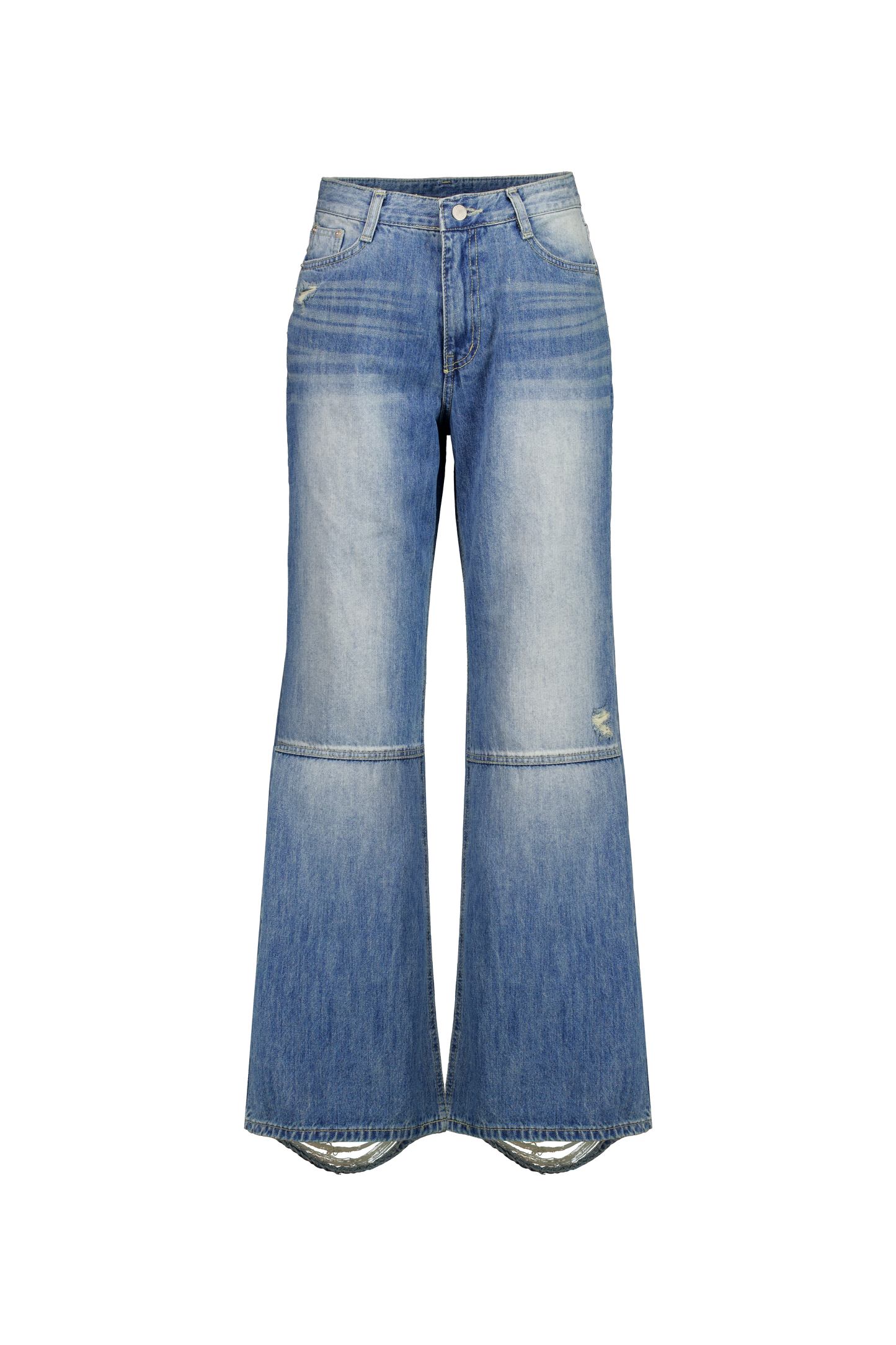 Distressed Patch Flare Jean