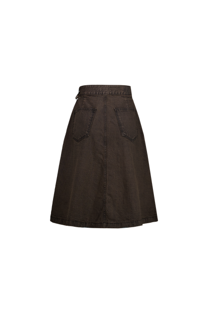 Tokyo Pleated Denim Mid Skirt BR